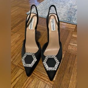 Steve Madden Vionet Satin Rhinestone Slingback Heels